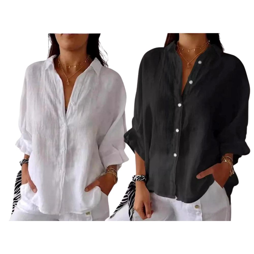 Camisa Cassandra em Linho de Algodão [Compre 1 Leve2]