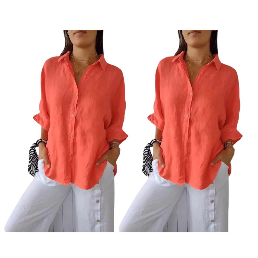 Camisa Cassandra em Linho de Algodão [Compre 1 Leve2]