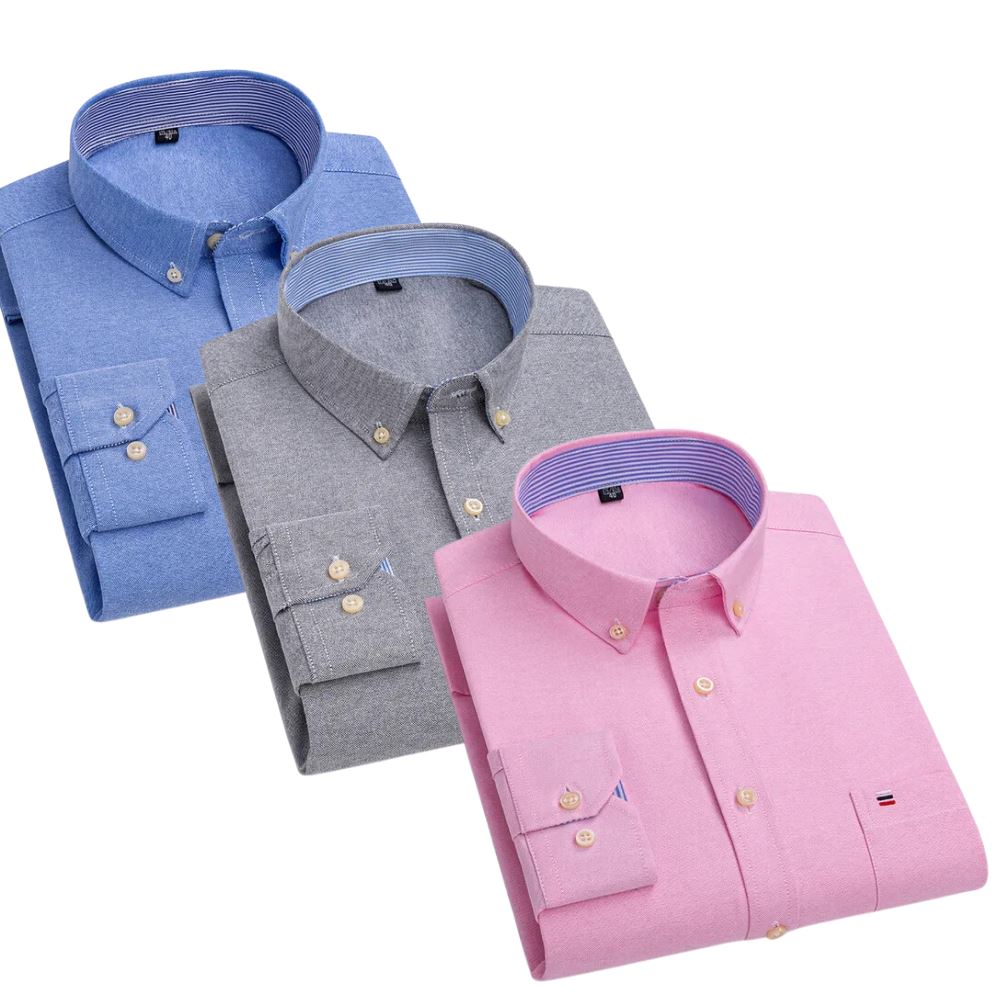 Kit Camisa Oxford Masculina de Manga Comprida [Pague 1 Leve 3]