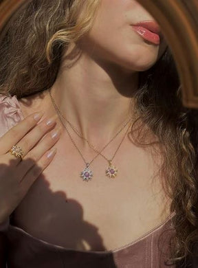 Colar Rapunzel Sol Giratório | Ouro 18k e Zircônia