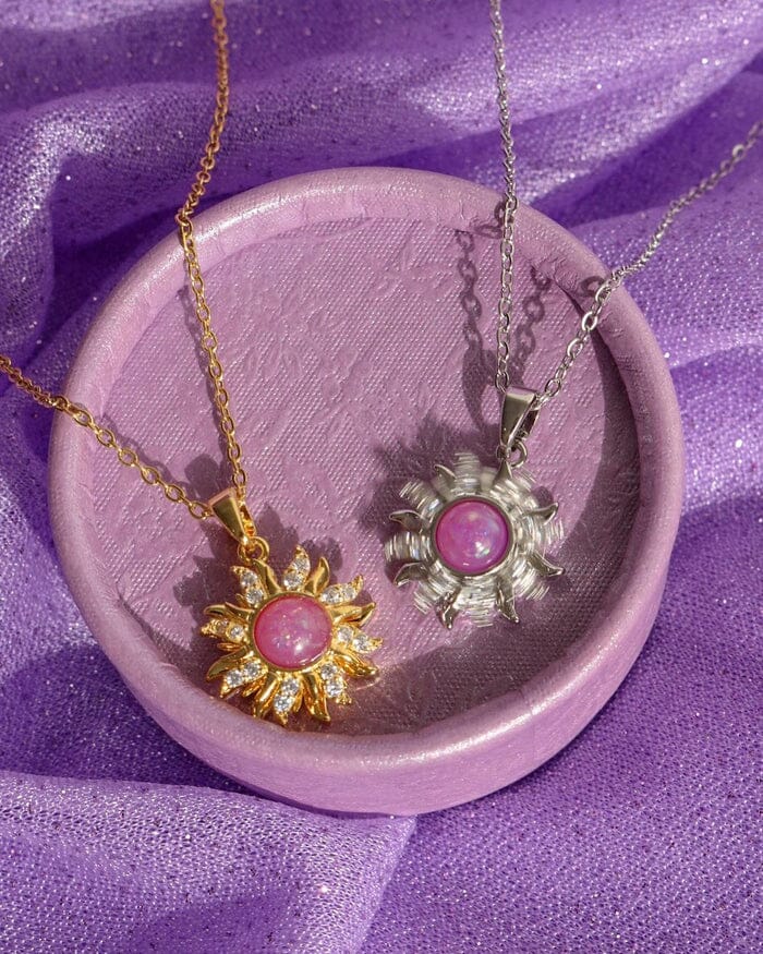 Colar Rapunzel Sol Giratório | Ouro 18k e Zircônia