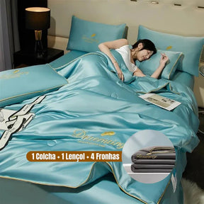 Conjunto de Cama de Seda Gelada Para o Verão [Compre 1 Leve 2]